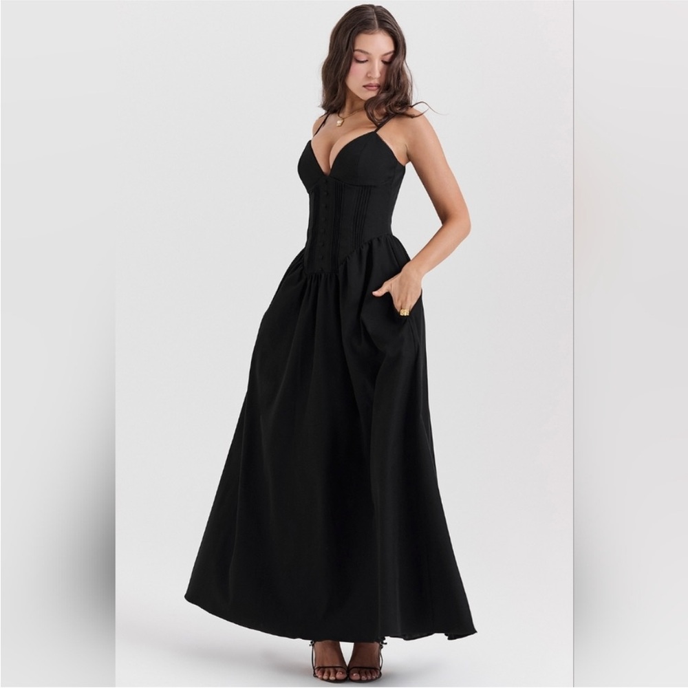 NWOT HOUSE OF CB 'Lova' Black Corset Maxi Ball Gown Dress sz‎ XS A-C Regular cup